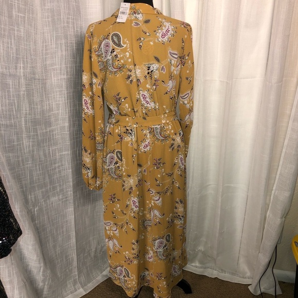 Bobeau Yellow Floral Midi Dress NWT - Picture 8 of 15